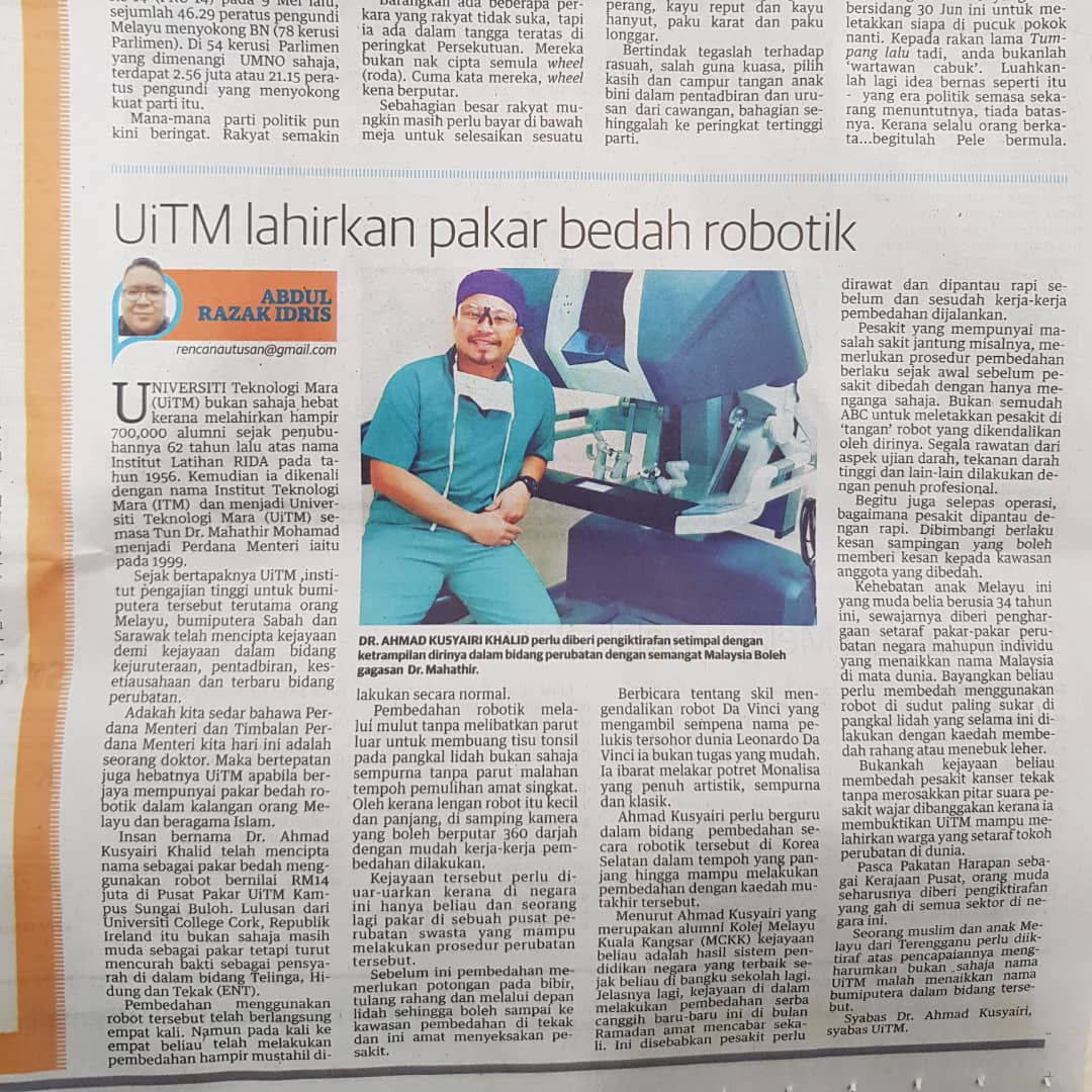 UiTM lahirkan pakar bedah robotik